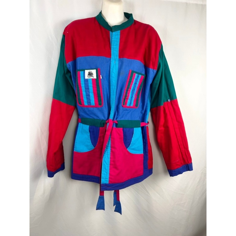 Vintage 80s Reversible Artisan Patchwork / Block … - image 2